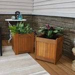 Meranti Wood Decorative Square Planter Box - 16 In Set Of 2 By Sunnydaze. Fixed Price $145.00.