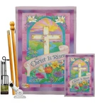 Breeze Decor Christ Risen Garden House Flag Kit Spring Easter Happy Bunny .... Fixed Price $86.45.