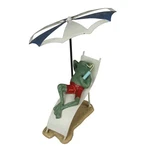Vintage Cast Iron Frog Beach Chair Wear Swim Shorts W/ Umbrella Gardon Decor. Fixed Price $99.99.