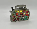 Cast Iron Stained Glass Teapot Light Holder Country Folk Art Cottagecore. Fixed Price $11.96.