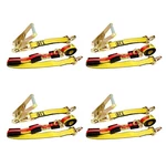 4 Pack 2" X 10' Swivel J Hook Over Tire Wheel Ratchet Tie Down For Car Hauler. Fixed Price $122.26.