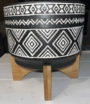 Sagebrook Home - Ceramic 7" African Diamond Patterned Planter Bamboo Stand. Fixed Price $27.99.