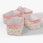 Mainstays Kids 15" X 11" 8" Flower Canvas Storage Baskets With Handles, 4 Pack. Fixed Price $42.53.