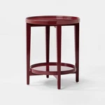 Accent Table Wood Round Lacquer Finish Dark Red (kd) - Threshold Designed. Fixed Price $78.19.