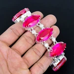Pink Fire Topaz 925 Sterling Silver Marquise Gemstone Gift Bracelet 8" Aab 1359. Fixed Price $14.23.