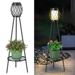 Mxwcy 2-IN-1 Solar Lights Outdoor Plant Stand Waterproof Vintage Floor. Fixed Price $96.47.