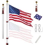 Yescom 20' Telescoping Flagpole Kit Portable Display Sign For Events Silver. Fixed Price $99.90.