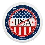 104-134A La Crosse 13.25" Round Indoor/outdoor Dial Thermometer Americana. Fixed Price $18.95.