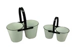 Zeckos Rustic Black And White Metal Double Planters Set Of 2. Fixed Price $56.40.