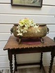 Antique Brass Jardiniere Planter With Lion Head Handles Paw Feet. Fixed Price $75.00.