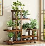 6 Tier Wood Plant Stand Vertical Carbonized Multiple Holder Indoor Outdoor Patio. Fixed Price $81.51.