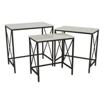 Benjara Zoe Plant Stand Table Set Of 3-METAL-RECTANGULAR Marble Top-black. Fixed Price $429.99.