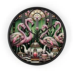 Home Decor Wall Clock Art Flamingo Tea Garden Illustration Tropical Vibes. Fixed Price $45.00.