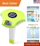 Floating Digital Pool Thermometer With Solar Power And Fogproof Design - Green. Fixed Price $42.99.