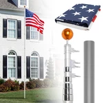 20FT Telescopic Flag Pole Ball Top Kit 16 Gauge 3'X5' Free Us American. Fixed Price $68.99.