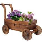Wooden Wagon Flower Planter Pot Stand Bed Wheel Outdoor Garden Yard Home Decor. Fixed Price $65.63.