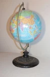 Antique Ornate Cast Iron Wood Brass Terrestrial World Table Globe Stand Map. Fixed Price $214.64.