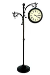 Outdoor Pedestal Clock Thermometer Large Metal Yard Garden Decor Weather Gauge. Fixed Price $229.50.