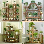 Extra Large Wood Plant Stand Flower Steady Carbonized Rack Outdoor Yard Patio. Fixed Price $35.93.