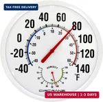 Circrane 13.25 Inch Round Thermometer With Hygrometer, Large Indoor Wall Patio B. Fixed Price $32.07.