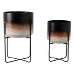 Sagebrook Home 22209-03 19-23 In. Ombre Metal Planters On Stands Brown Set .... Fixed Price $128.79.
