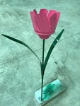 Recycled Metal Flower Pink Tulip Garden Stake Yard Art Lawn Ornament 22 Tall. Fixed Price $7.85.