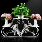 Heart Design Plant Stand Rack Metal Patio Shelf 4 Pots Holder Wrought Iron. Fixed Price $35.91.