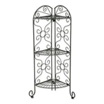 Black Metal Antiqued Corner Plant Stand. Fixed Price $59.45.