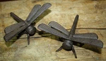 2 Rustic Cast Iron Garden Bugs Dragonfly Flower Insects Plants Statue. Fixed Price $12.99.
