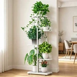 5 Tier White Flower Stand, Metal Rack For Indoor Outdoor,display Shelves. Fixed Price $23.99.