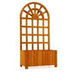 Costway 48" Wooden Raised Garden Bed With Trellis Drainage Holes For Flowers Veg. Fixed Price $111.89.