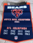 Chicago Bears Nfl Dynasty Collection Winning Streak Wool Banner 24X38. Fixed Price $75.00.