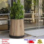 Keter Signature 20" Resin Round Conic Planter Wood Look Self-watering Indoor Out. Fixed Price $97.99.