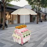Metal Garden Cart Plant Stand Slide Out Rolling Flower Display Rack For Florist. Fixed Price $285.01.