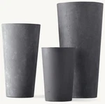 Weathered Cast Stone Round Planters - Indoor Outdoor Restoration Hardware. Fixed Price $139.00.