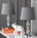 Set Of 2 Safavieh Tiered Crystal Table Lamp Modern Bedroom Living Gray. Fixed Price $122.25.
