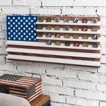 Vintage American Flag Solid Wood Wall Mounted Challenge Coin Holder Display Rack. Fixed Price $54.58.