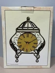 Vintage Table Clock Patina Copper Finish Roman Numerals Metal Scroll Design. Fixed Price $30.00.