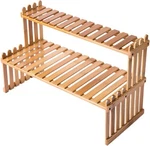 Mygift Tabletop Natural Bamboo Plant Stand, 2 Tier Desktop Shelf Rack. Fixed Price $27.99.