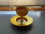 Steuben Calcite And Gold Aurene Iridescent Footed Sherbet Cup Saucer. Fixed Price $299.99.