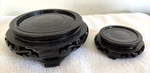 Set Of Oriental Figurine Vase Base Stands 7/8" & 3 1/2" Hand Carved Wood. Fixed Price $18.50.