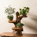 Solid Teak Wood Plant Stand Natural Rustic Pedestal Flower Pot Display Table. Fixed Price $109.70.