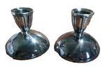 Oneida Silversmiths Candle Holders Graceful Domed Base Ribbed Cups 3". Fixed Price $20.00.