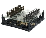 Medieval Dragon Chess Set With Castle Platform Pewter Metal Pieces. Fixed Price $465.43.