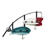 Fishing Pole Wall Shelf With Two Lure Shelves Rustic Metal Wood Zeckos 24" Decor. Fixed Price $64.95.