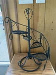 Vtg Black Metal 4 Tier Plant Stand Spiral Winding Staircase Stairs 16" Tall. Fixed Price $39.99.