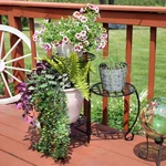 3-TIER Triple Plant Stand With Checkered Base 24 In Set Of By Sunnydaze. Fixed Price $139.00.
