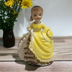 Velco Southern Bell Lady Yellow Dress Ceramic Planter Hand-painted Vintage 6.75". Fixed Price $28.00.
