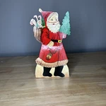 Vintage Old World Hand Painted Santa Planter Wood Folk Art Decor 8.5. Fixed Price $16.00.