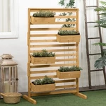 Outsunny Stand With 5 Hanging Planter Boxes Slatted Trellis Natural. Fixed Price $85.99.